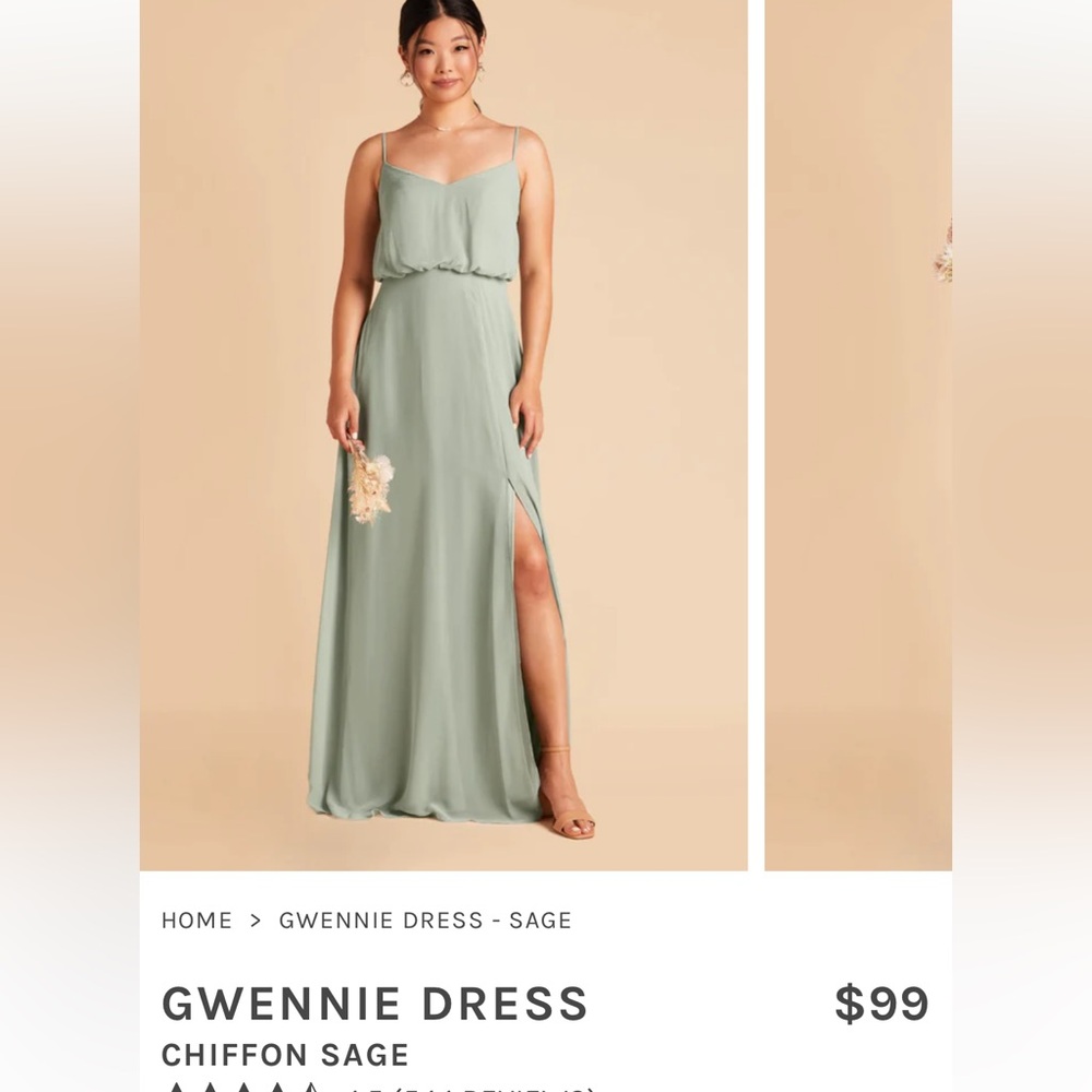 GWENNIE DRESS CHIFFON SAGE birdy grey with slit